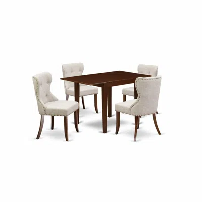 East West Furniture East-west Furniture Ndsi5-mah-35 - A Dining Set Of 4 Wonderful Parson Dining Chairs With Linen Fabri In Burgundy
