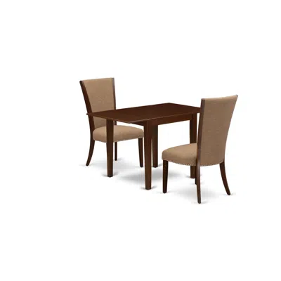 East West Furniture East-west Furniture Ndve3-mah-47 - A Kitchen Dining Table Set Of Two Amazing Kitchen Chairs With Lin In Brown