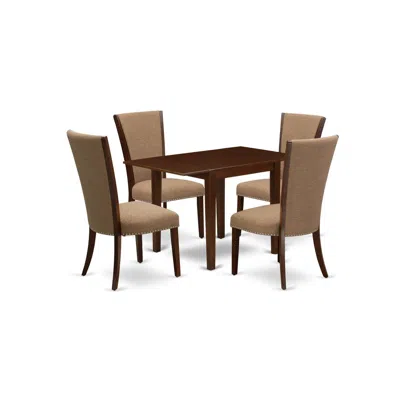 East West Furniture East-west Furniture Ndve5-mah-47 - A Dining Room Table Set Of 4 Wonderful Dining Room Chairs With Li
