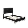 East West Furniture Ne11-q00000 Nella Platform Bed Frame With Button Tufted Headboard - Black Leather Headboard And Blac