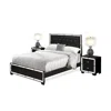 East West Furniture Ne11-q2n000 3-pc Nella Bedroom Set With Button Tufted Queen Bedframe And 2 Modern Nightstands - Blac