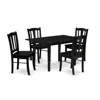 East West Furniture Nfdl5-blk-w - 5-piece Kitchen Table Set- 4 Wood Chair With Wooden Seat And Slatted Chair Back - Butt