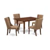 East West Furniture 5-pc Modern Dining Set Includes 1 Butterfly Leaf Dining Table And 4 Light Sable Linen Fabric Kitchen