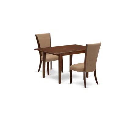 East West Furniture East-west Furniture Nfve3-mah-47 - A Wooden Dining Table Set Of 2 Great Parson Chairs With Linen Fab