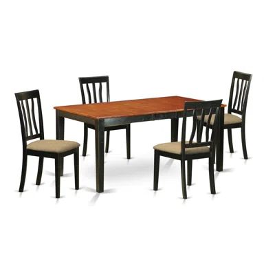 East West Furniture Nian5-bch-c 5 Pc Kitchen Table Set-dining Table And 4 Wooden Kitchen Chairs