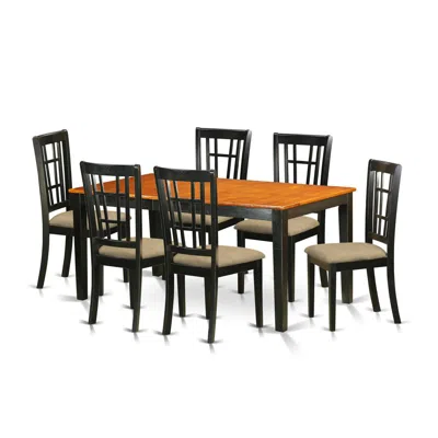 East West Furniture Nico7-blk-c 7 Pc Dining Room Set-kitchen Tables Plus 6 Kitchen Chairs