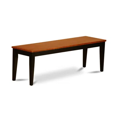 East West Furniture Parfait Dining Room Bench With Wood Seat In Black And Cherry Finish In Orange