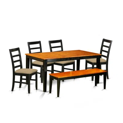 East West Furniture Nipf6-bch-c 6-pc Dining Room Set With Bench-kitchen Tables And 4 Wood Dining Chairs Plus Bench In Black