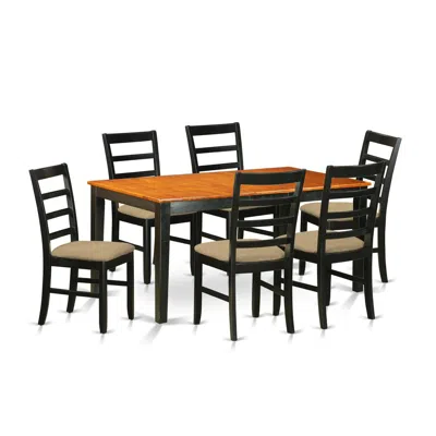 East West Furniture Nipf7-bch-c 7 Pc Table Set-dining Table And 6 Wood Dining Chairs
