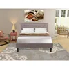 East West Furniture Nl14f-1de13 2 Piece Full Bed Set - 1 Bed Brown Taupe Velvet Fabric Headboard And 1 Modern Nightstand