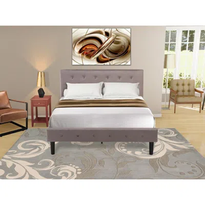 East West Furniture Nl14f-1de13 2 Piece Full Bed Set - 1 Bed Brown Taupe Velvet Fabric Headboard And 1 Modern Nightstand In Black