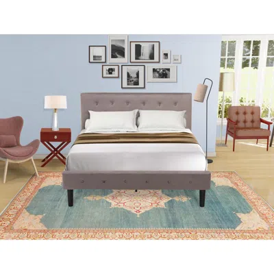 East West Furniture Nl14f-1ha13 2 Piece Full Bed Set - 1 Bed Brown Taupe Velvet Fabric Headboard And 1 Bedroom Nightstan