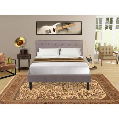 East West Furniture Nl14f-1hi07 2 Pc Bedroom Set - 1 Bed Brown Taupe Velvet Fabric Headboard And 1 Nightstand - Distress