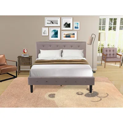 East West Furniture Nl14f-1vl07 2 Pc Bedroom Set - 1 Bed Brown Taupe Velvet Fabric Headboard And 1 Nightstand - Distress