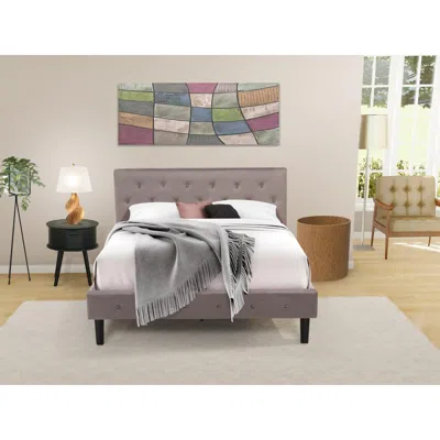 East West Furniture Nl14q-1go11 2 Piece Bed Set - 1 Queen Bed Brown Taupe Velvet Fabric Headboard And 1 Night Stand - Bl