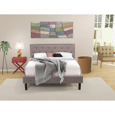 East West Furniture Nl14q-1ha13 2 Piece Queen Bed Set - 1 Bed Brown Taupe Velvet Fabric Headboard And 1 Night Stand - Bu