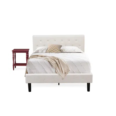 East West Furniture Nl19f-1bf13 2 Piece Full Bed Set - 1 Full Bed White Velvet Fabric Headboard And 1 Bedroom Nightstand