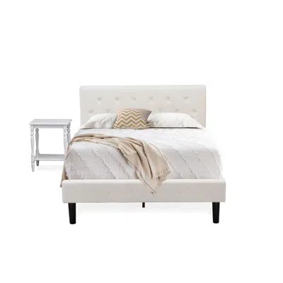 East West Furniture Nl19f-1bf14 2 Piece Bedroom Set - 1 Full Bed White Velvet Fabric Headboard And 1 Nightstand Bedroom  In Black
