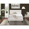 East West Furniture Nl19f-1de05 2 Piece Bed Set - 1 Full Bedframe White Velvet Fabric Headboard And 1 Night Stand - Whit