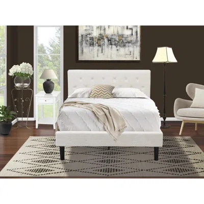 East West Furniture Nl19f-1de05 2 Piece Bed Set - 1 Full Bedframe White Velvet Fabric Headboard And 1 Night Stand - Whit