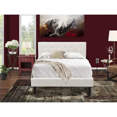 East West Furniture Nl19f-1ga13 2 Piece Full Bed Set - 1 Full Bed White Velvet Fabric Headboard And 1 Nightstand - Burdy