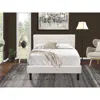 East West Furniture Nl19f-1go05 2 Piece Bedroom Set - 1 Full Size Bed White Velvet Fabric Headboard And 1 Night Stand - 