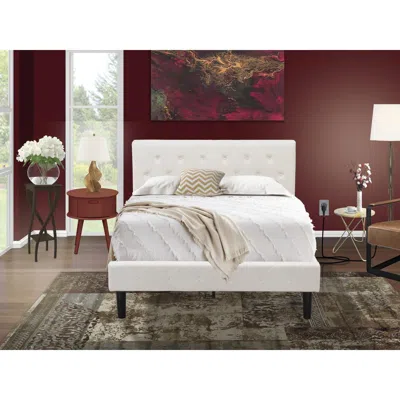 East West Furniture Nl19f-1go13 2 Piece Full Bed Set - 1 Bed Frame White Velvet Fabric Headboard And 1 Bedroom Nightstan