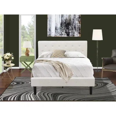 East West Furniture Nl19f-1ha12 2 Piece Bedroom Set - 1 Bed White Velvet Fabric Headboard And 1 Wood Nightstand - Clover