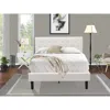 East West Furniture Nl19f-1ha14 2 Pc Full Bed Set - 1 Full Size Bed White Velvet Fabric Headboard And 1 Wood Nightstand 