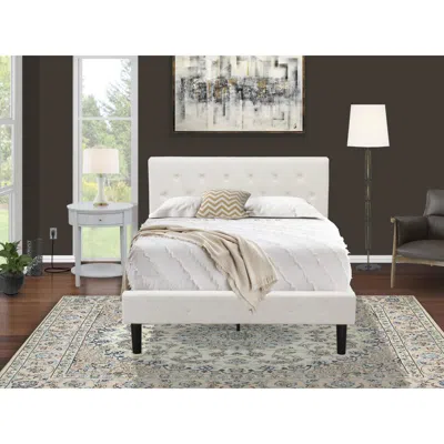 East West Furniture Nl19f-1hi14 2 Piece Bedroom Set - 1 Bed White Velvet Fabric Headboard And 1 Small Night Stand - Urba