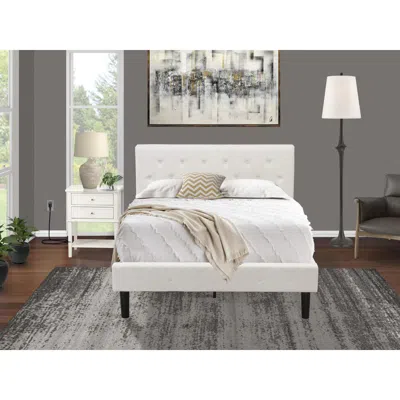 East West Furniture Nl19f-1vl0c 2 Pc Bed Set - 1 Full Bed White Velvet Fabric Headboard And 1 Nightstand - Wire Brushed 