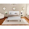 East West Furniture Nl19q-1ga0c 2 Pc Bed Set - 1 Wood Bed White Velvet Fabric Headboard And 1 Nightstand - Wire Brushed 