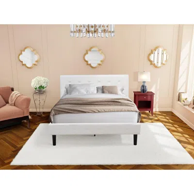 East West Furniture Nl19q-1ga13 2 Piece Queen Bedroom Set - 1 Wooden Bed White Velvet Fabric Headboard And 1 Night Stand