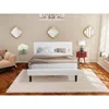 East West Furniture Nl19q-1go13 2 Piece Bed Set - 1 Queen Bed White Velvet Fabric Headboard And 1 Wooden Night Stand - B