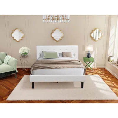 East West Furniture Nl19q-1ha12 2 Pc Queen Bed Set - 1 Queen Bed White Velvet Fabric Headboard And 1 Night Stand - Clove