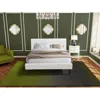 East West Furniture Nl19q-1vl0c 2 Pc Bedroom Set - 1 Bed White Velvet Fabric Headboard And 1 Night Stand - Wire Brushed 