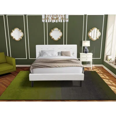 East West Furniture Nl19q-1vl0c 2 Pc Bedroom Set - 1 Bed White Velvet Fabric Headboard And 1 Night Stand - Wire Brushed 