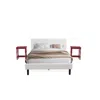 East West Furniture Nl19q-2bf13 3 Piece Bedroom Set - 1 Platform Bed White Velvet Fabric Headboard And 2 Night Stands - 