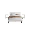 East West Furniture Nl19q-2bf14 3 Piece Bedroom Set - 1 Queen Bed White Velvet Fabric Headboard And 2 Night Stands - Urb