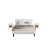 East West Furniture Nl19q-2ga0c 3 Pc Bed Set - 1 Bed White Velvet Fabric Headboard And 2 Nightstands - Wire Brushed Butt