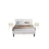 East West Furniture Nl19q-2go05 3 Pc Queen Bed Set - 1 Queen Bed Frame White Velvet Fabric Headboard And 2 Wood Night St
