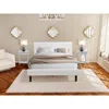 East West Furniture Nl19q-2hi14 3 Piece Bed Set - 1 Platform Bed White Velvet Fabric Headboard And 2 Nightstands - Urban