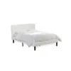 East West Furniture Nlf-19-q Nolan Platform Bed Frame - Button Tufted White Velvet Fabric Padded Headboard & Footboard,