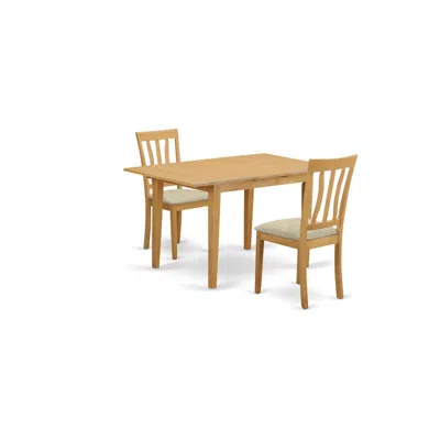 East West Furniture Noan3-oak-c 3 Pc Dining Room Set - Small Dining Table And 2 Kitchen Chair