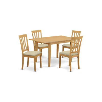 East West Furniture Noan5-oak-c 5 Pc Dining Room Set - Kitchen Dinette Table And 4 Dining Chairs In Neutral
