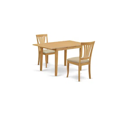 East West Furniture Noav3-oak-c 3 Pcsmall Kitchen Table Set - Kitchen Table And 2 Dining Chairs In Brown