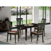 East West Furniture Noav5-blk-lc 5-pc Dining Room Table Set 4 Wooden Dining Chairs With Slatted Back And A Faux Leather 