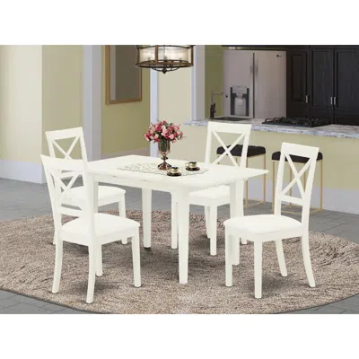 East West Furniture Nobo5-whi-lc 5-pc Rectangular Dinette Set 4 Dining Chairs With X-back And A Faux Leather Seat And Bu