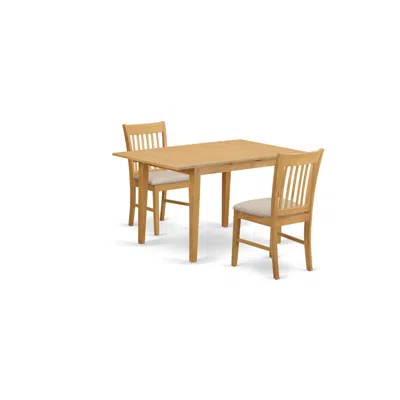 East West Furniture Nofk3-oak-c 3 Pc Kitchen Nook Dining Set - Small Kitchen Table And 2 Kitchen Dining Chairs
