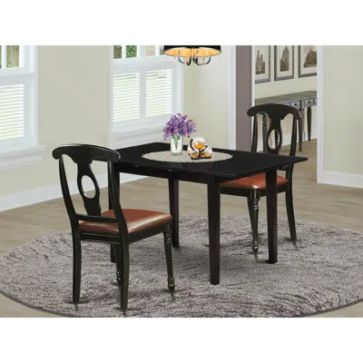 East West Furniture Noke3-blk-lc 3-pc Dining Room Set 2 Dining Room Chair With Napoleon Back And A Faux Leather Seat And